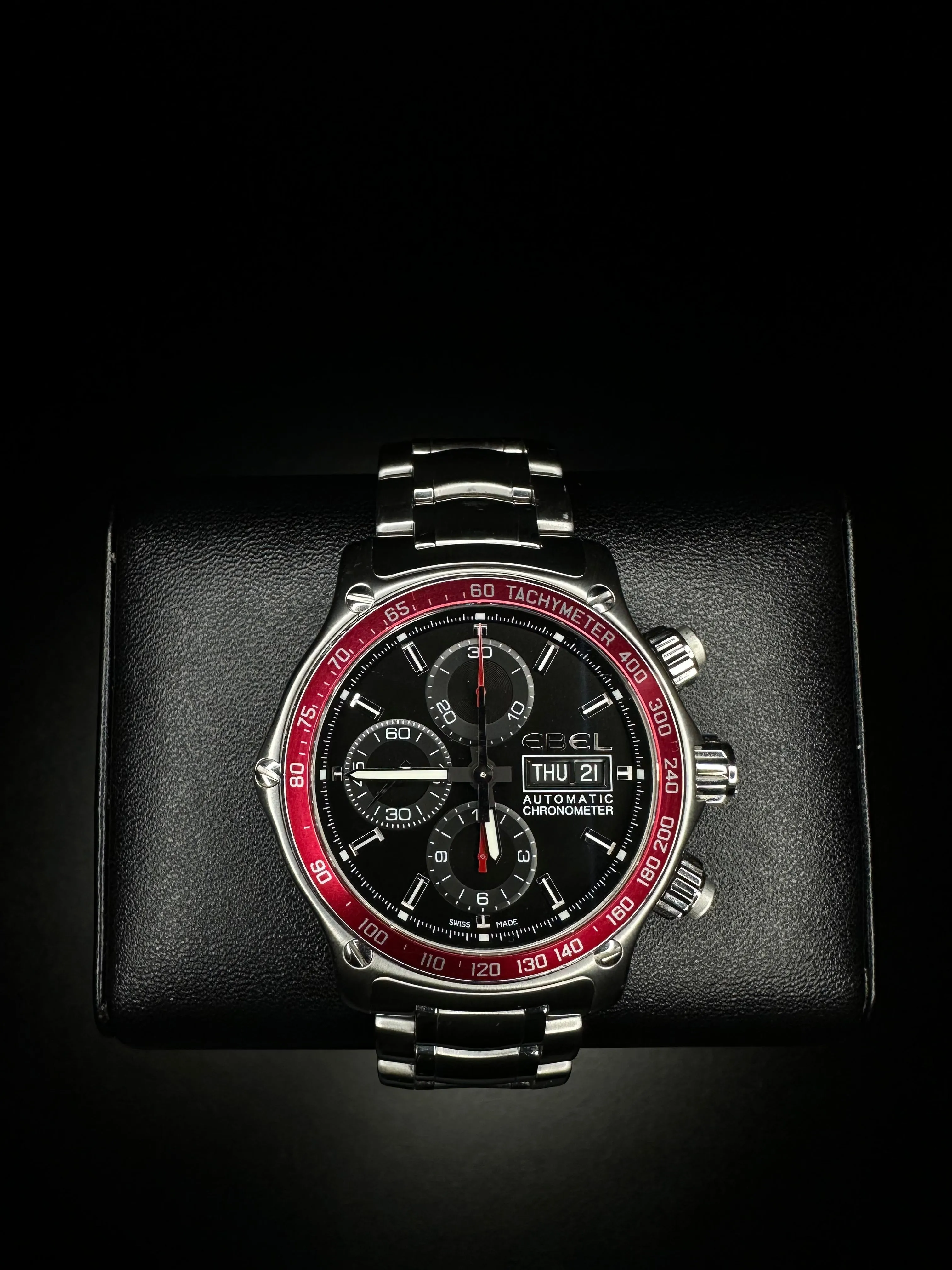 Ebel 1911 Discovery Chronograph Day/Date Red Bezel
