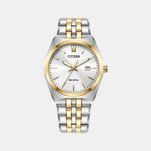 Eco-Drive Men's White Analog Stainless Steel Watch BM7334-58B