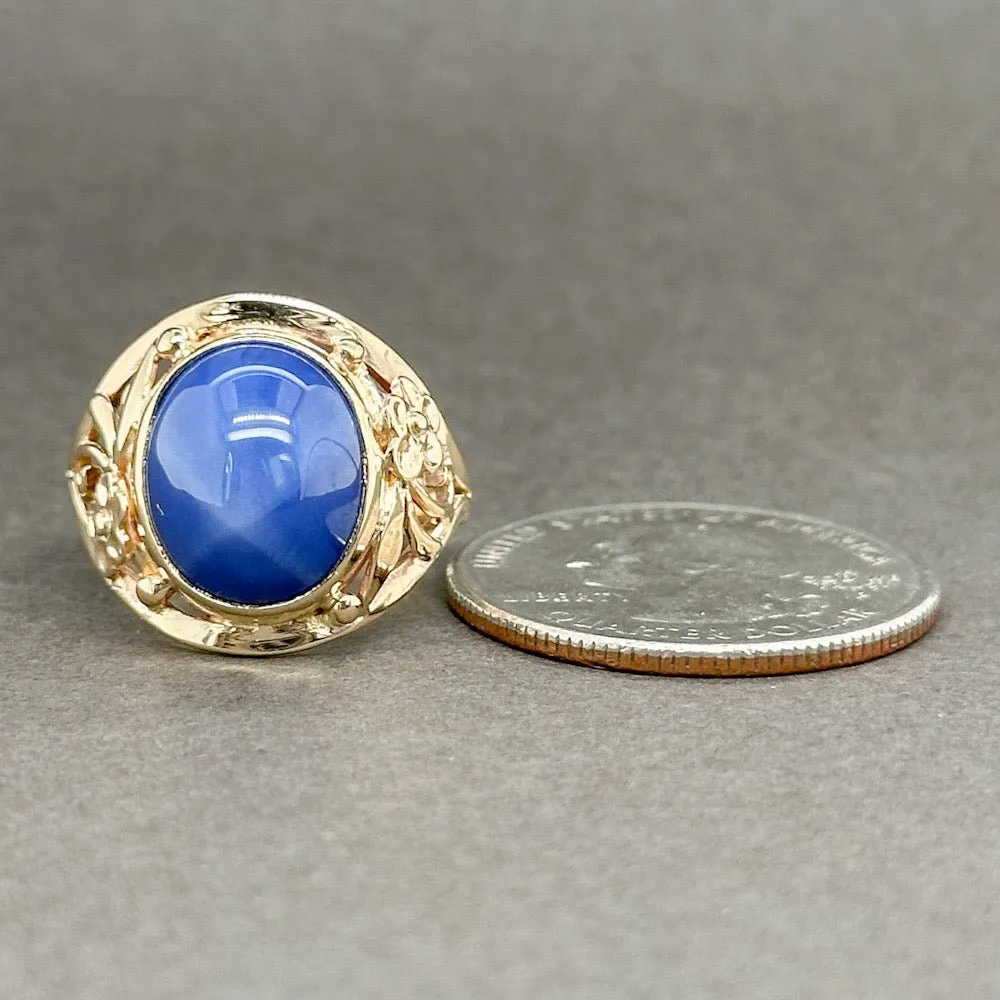 Estate 14K Y Gold 6.98ct Lab-Created Star Sapphire Cocktail Ring