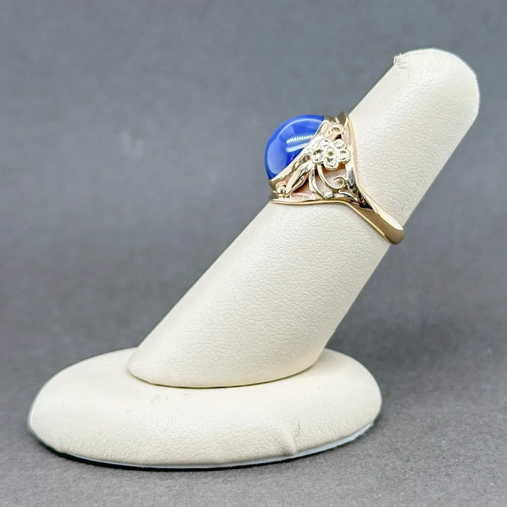 Estate 14K Y Gold 6.98ct Lab-Created Star Sapphire Cocktail Ring