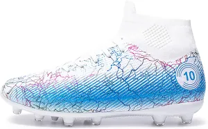Female teenagers or adult women's soccer shoes AG long nail mid width version training and training sports shoes lightweight and durable, enhanced grip design  (white, Adult, Women, 5, Numeric, US Footwear Size System, Medium)