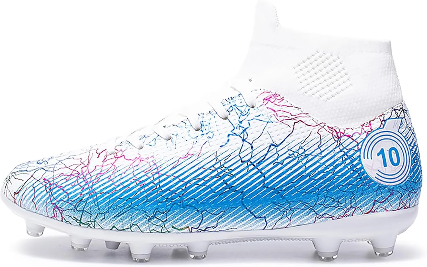 Female teenagers or adult women's soccer shoes AG long nail mid width version training and training sports shoes lightweight and durable, enhanced grip design  (white, Adult, Women, 5.5, Numeric, US Footwear Size System, Medium)