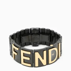FENDI Mini Watch with Gold Logo Lettering