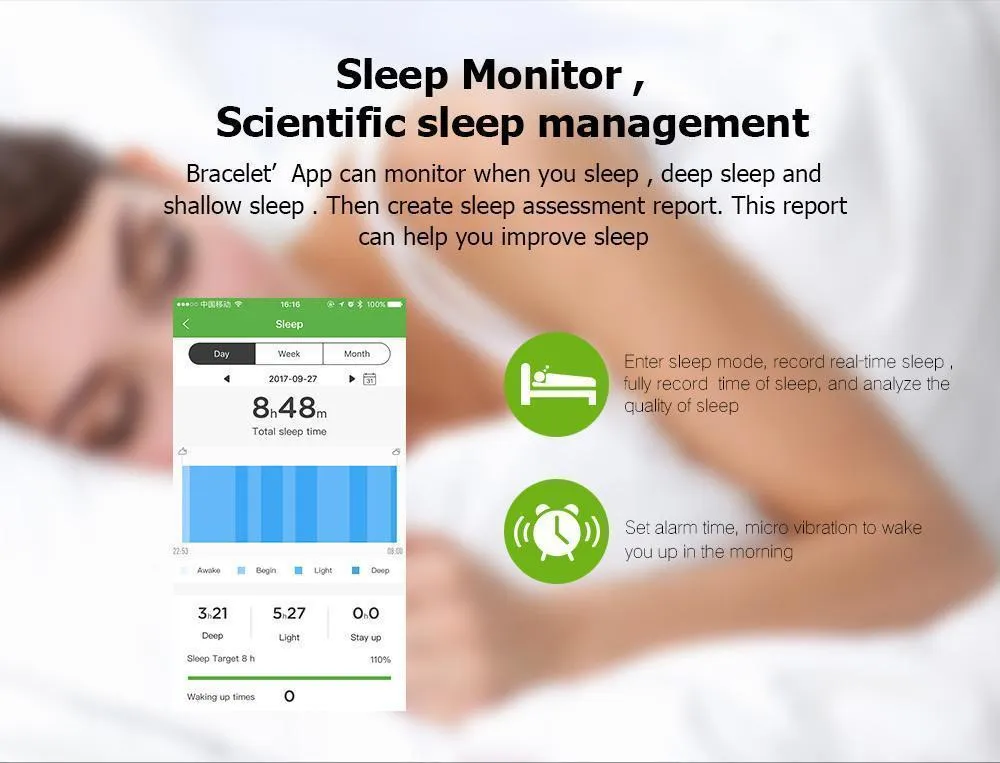 Fitness Smart Watch Bracelet Waterproof Real-Time Monitor Dynamic Heart Rate Sport  Fitness Wristband Support USB-Charge Watch
