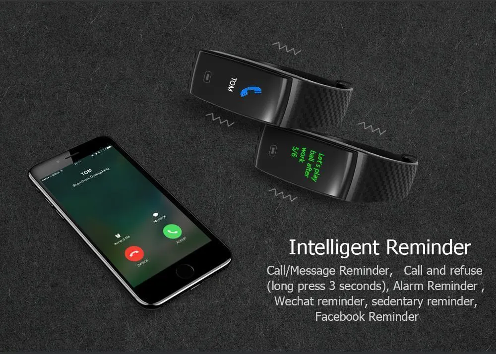 Fitness Smart Watch Bracelet Waterproof Real-Time Monitor Dynamic Heart Rate Sport  Fitness Wristband Support USB-Charge Watch