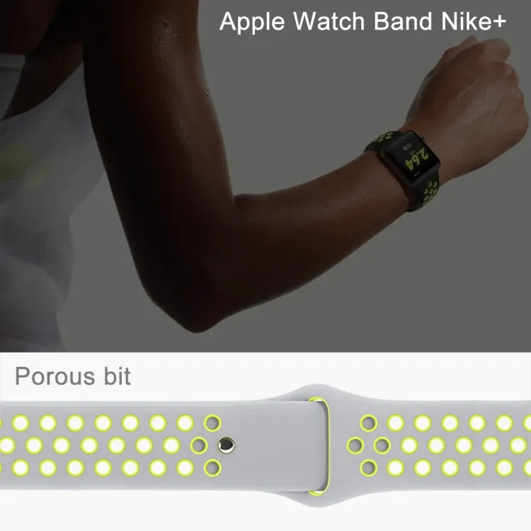 For Apple Watch Series 10 42mm / 9&8&7 41mm / SE 3&SE 2&6&SE&5&4 40mm / 3&2&1 38mm Fashionable Classical Silicone Sport Watch Band(Black Grey)