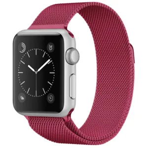 For Apple Watch Series 9&8&7 41mm / 6 & SE & 5 & 4 40mm / 3 & 2 & 1 38mm Milanese Loop Magnetic Stainless Steel Watch Band(Tea Red)