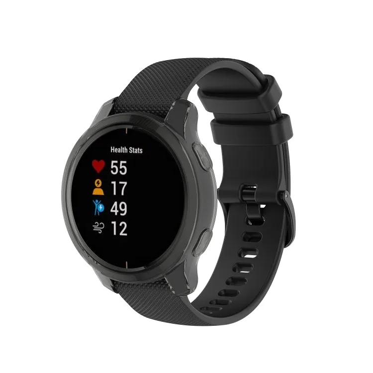 For Garmin Venu TPU Wrapped Empty Half Case Watch Case(Transparent Black)