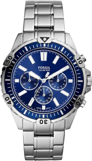 Fossil Garrett Chronograph Blue Dial Stainless Steel Mens Watch FS5623
