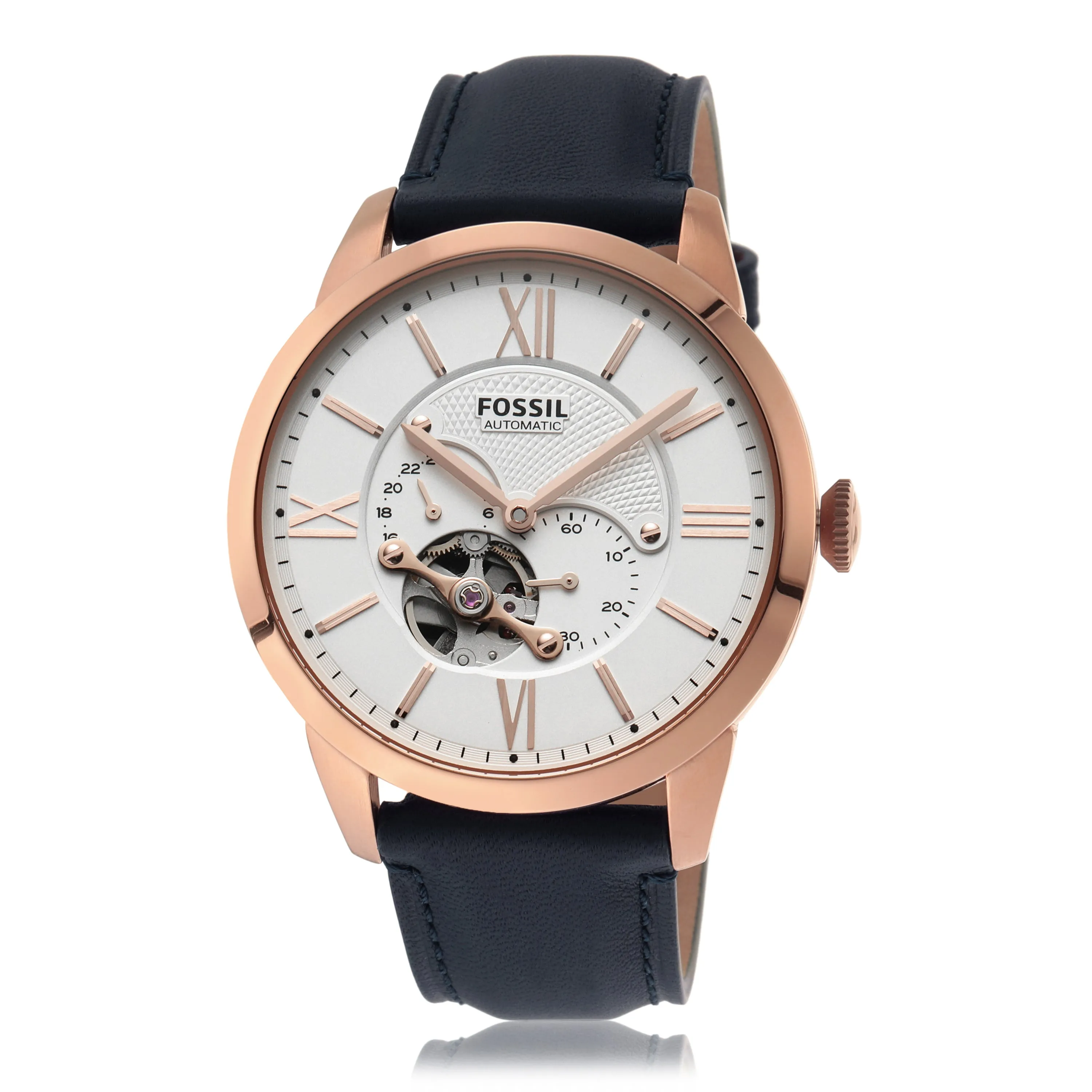 Fossil Townsman Mechanical Watch with White Dial and Blue Leather Strap ME3171