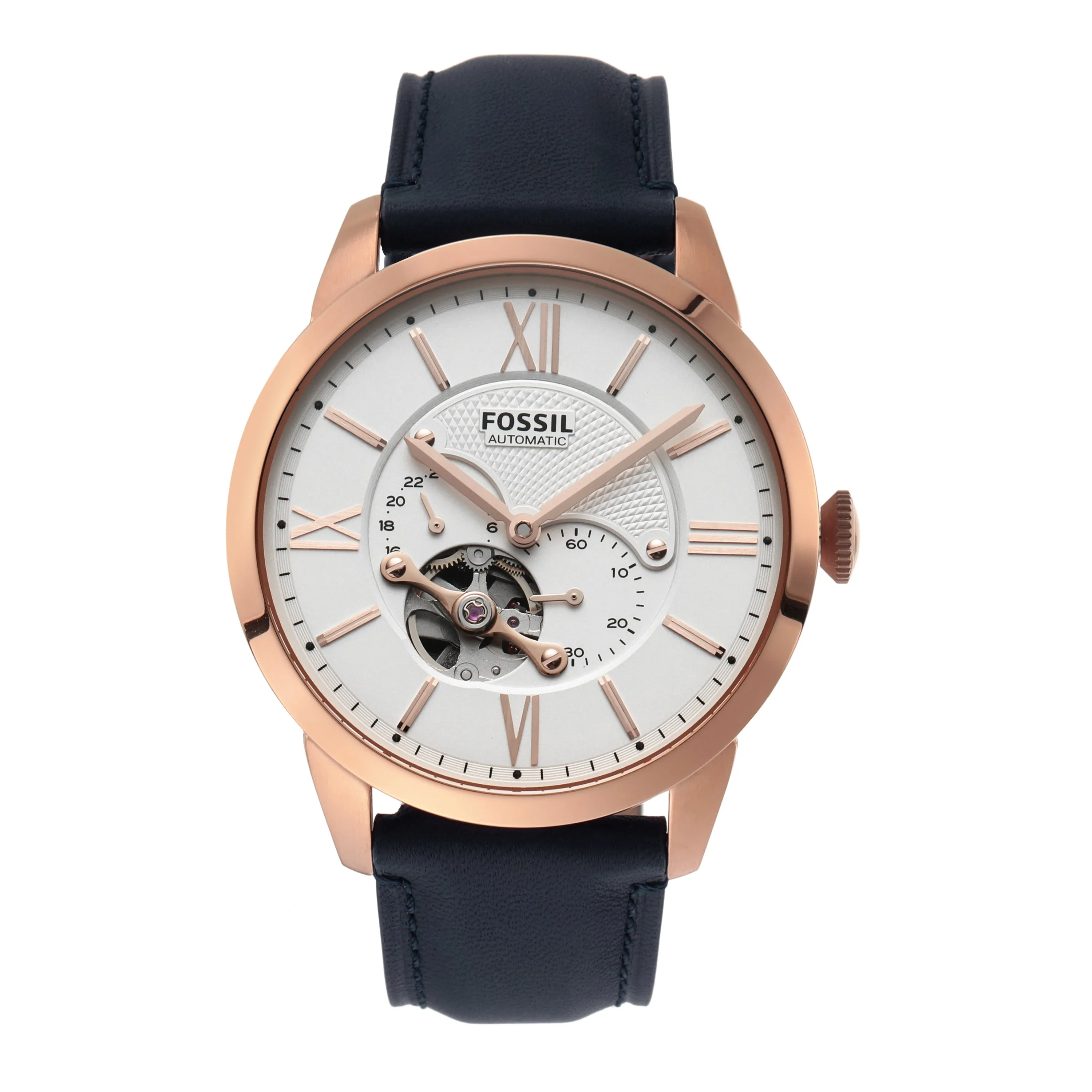 Fossil Townsman Mechanical Watch with White Dial and Blue Leather Strap ME3171