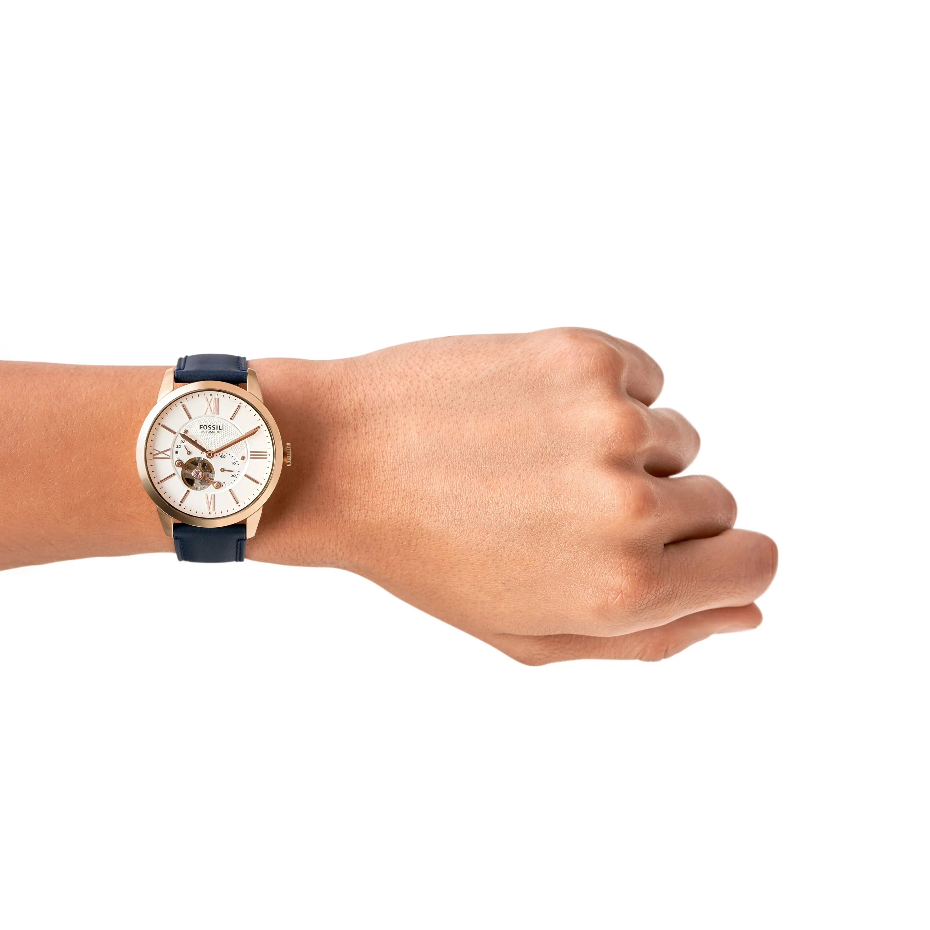 Fossil Townsman Mechanical Watch with White Dial and Blue Leather Strap ME3171