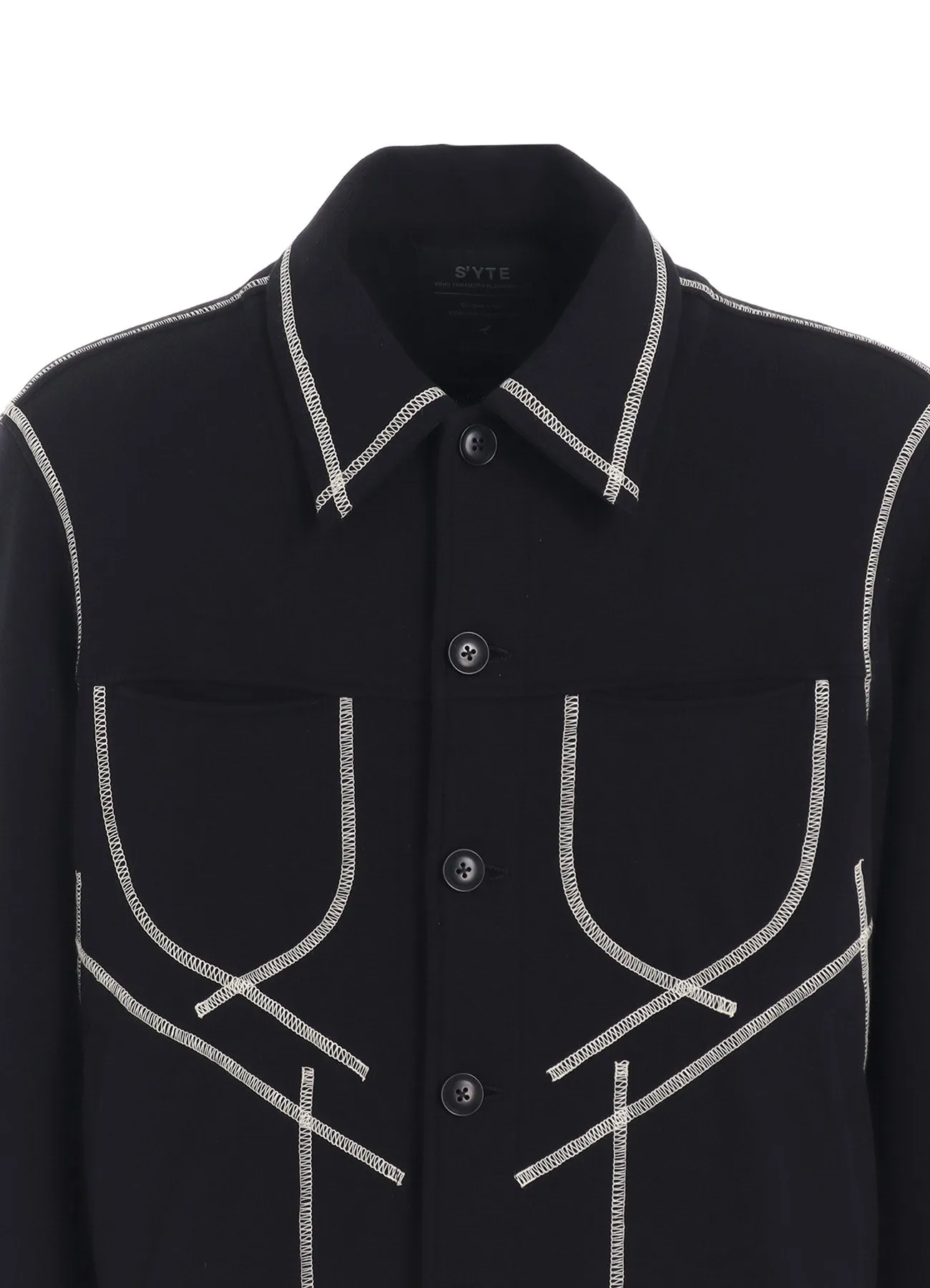 FRENCH TERRY RANDOM STITCH TRUCKER JACKET