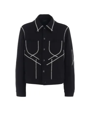 FRENCH TERRY RANDOM STITCH TRUCKER JACKET