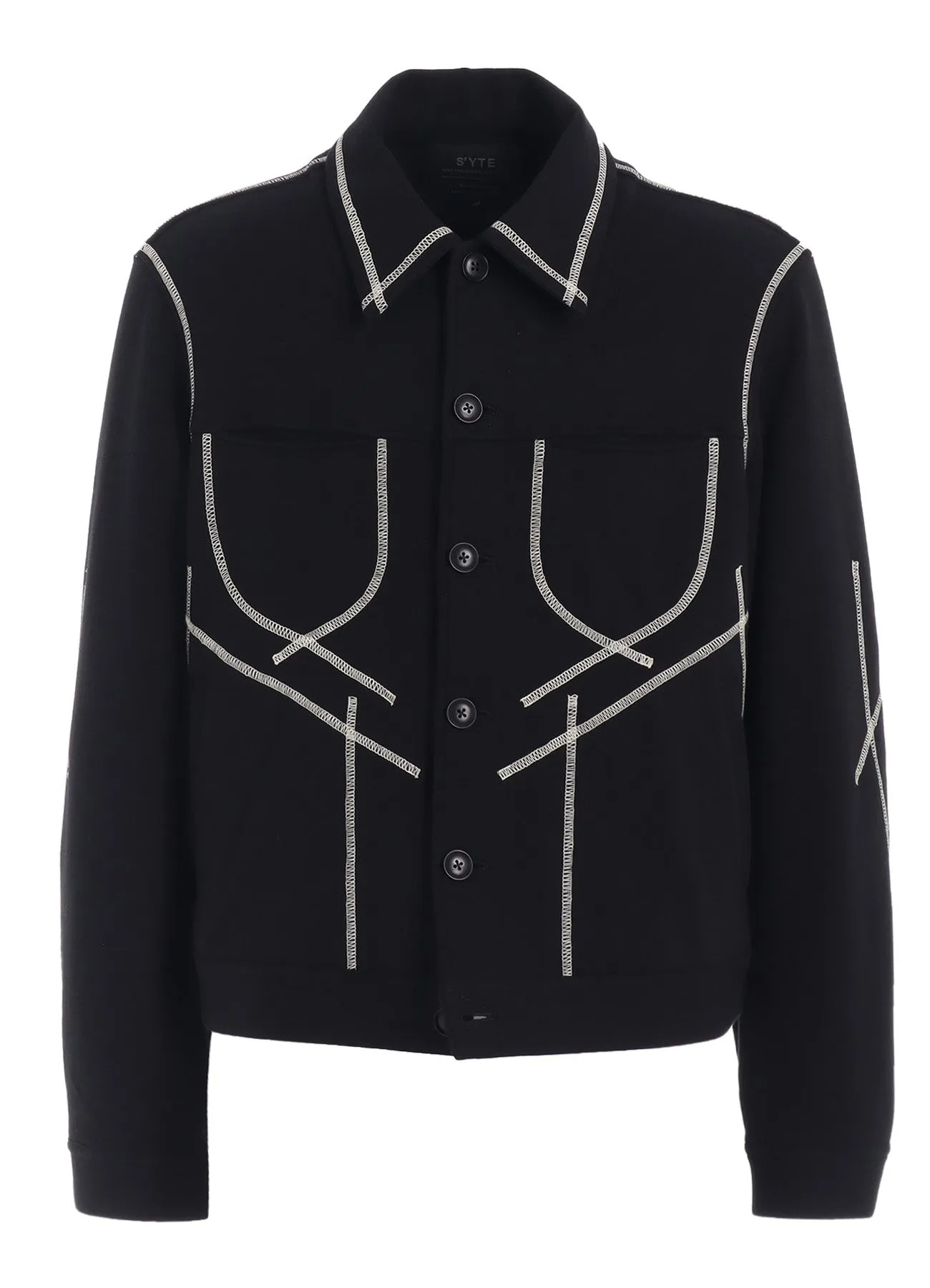 FRENCH TERRY RANDOM STITCH TRUCKER JACKET