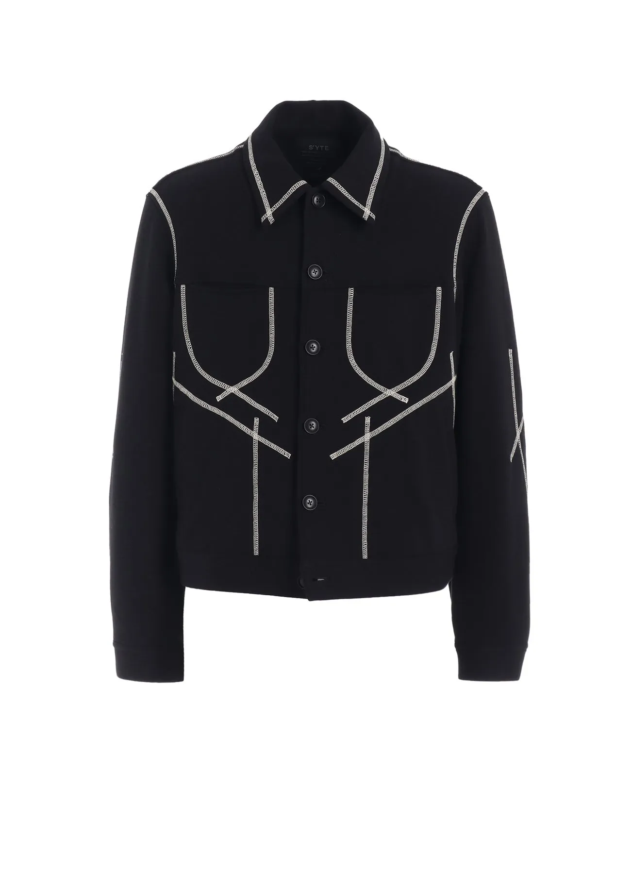 FRENCH TERRY RANDOM STITCH TRUCKER JACKET