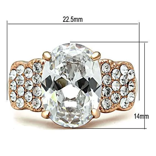 GL141 - IP Rose Gold(Ion Plating) Brass Ring with AAA Grade CZ  in Clear