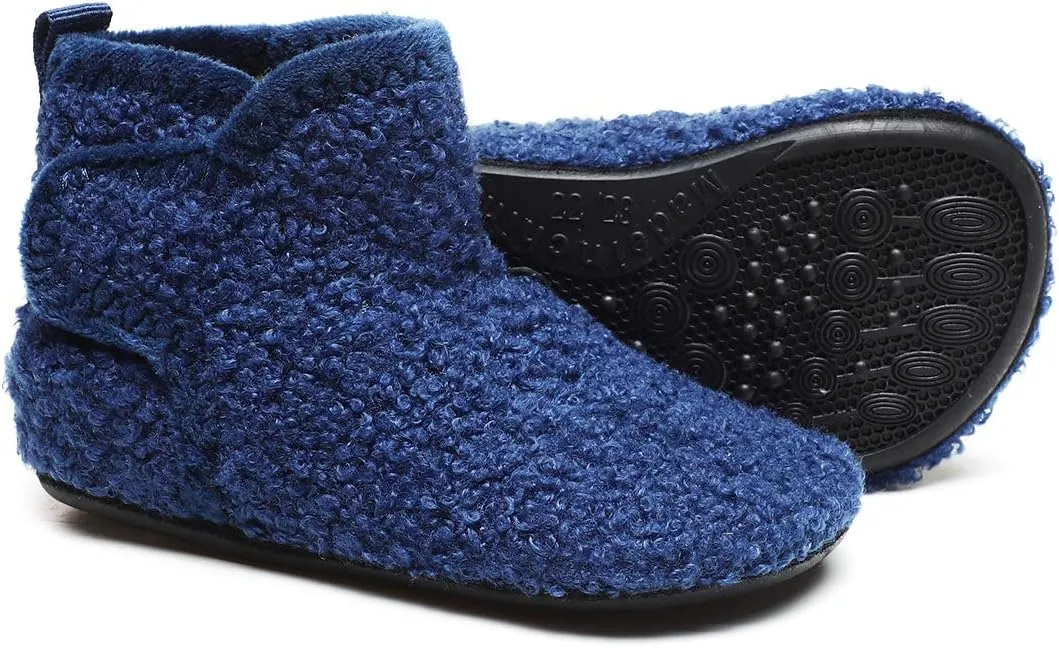 Hayeabi Toddler Kids Lightweight Winter Fuzzy Warm Indoor Outdoor House Slippers Non-Slip Grip Comfy Home Floor Shoes for Boys Girls