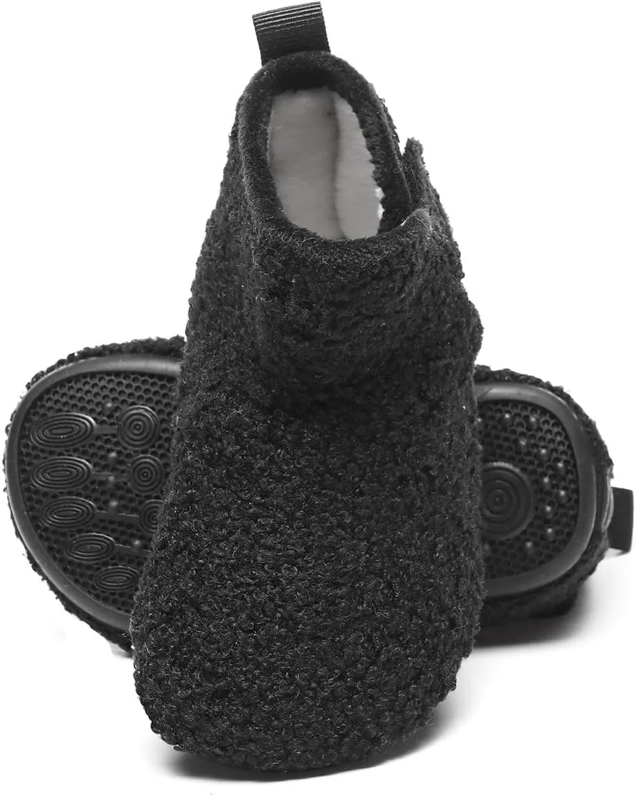Hayeabi Toddler Kids Lightweight Winter Fuzzy Warm Indoor Outdoor House Slippers Non-Slip Grip Comfy Home Floor Shoes for Boys Girls