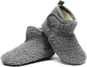 Hayeabi Toddler Kids Lightweight Winter Fuzzy Warm Indoor Outdoor House Slippers Non-Slip Grip Comfy Home Floor Shoes for Boys Girls