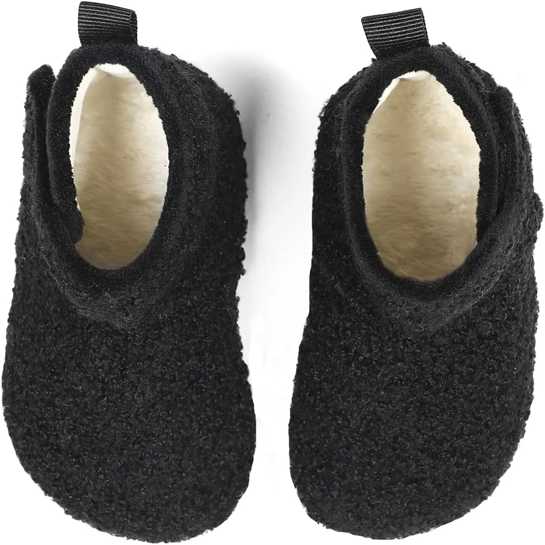 Hayeabi Toddler Kids Lightweight Winter Fuzzy Warm Indoor Outdoor House Slippers Non-Slip Grip Comfy Home Floor Shoes for Boys Girls