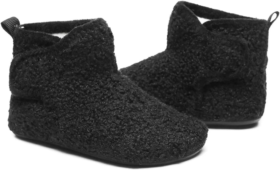 Hayeabi Toddler Kids Lightweight Winter Fuzzy Warm Indoor Outdoor House Slippers Non-Slip Grip Comfy Home Floor Shoes for Boys Girls