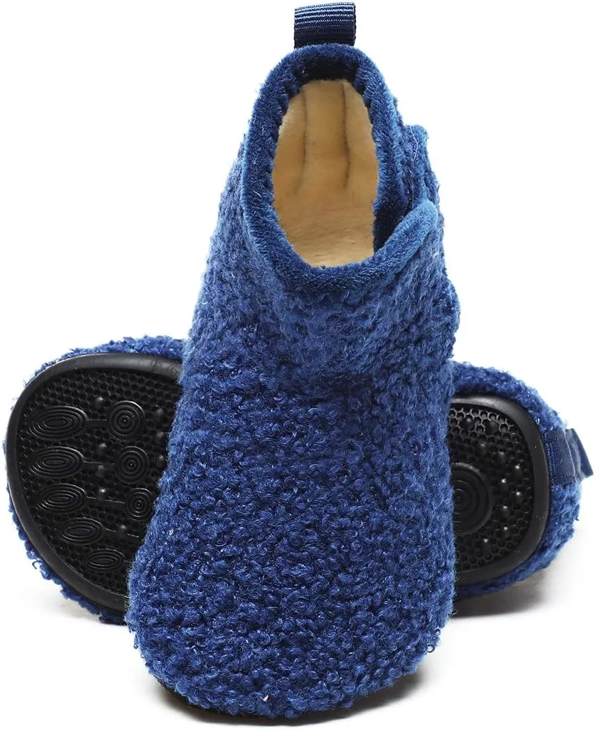 Hayeabi Toddler Kids Lightweight Winter Fuzzy Warm Indoor Outdoor House Slippers Non-Slip Grip Comfy Home Floor Shoes for Boys Girls