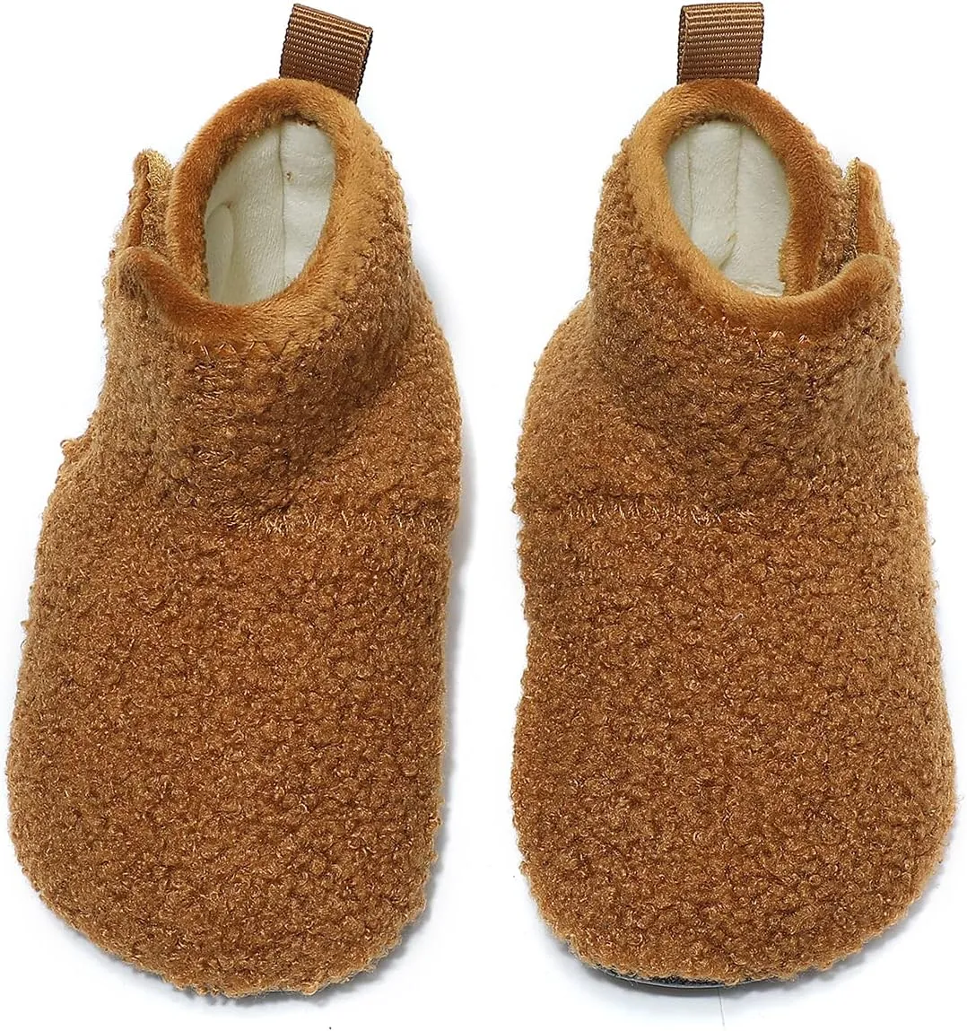 Hayeabi Toddler Kids Lightweight Winter Fuzzy Warm Indoor Outdoor House Slippers Non-Slip Grip Comfy Home Floor Shoes for Boys Girls