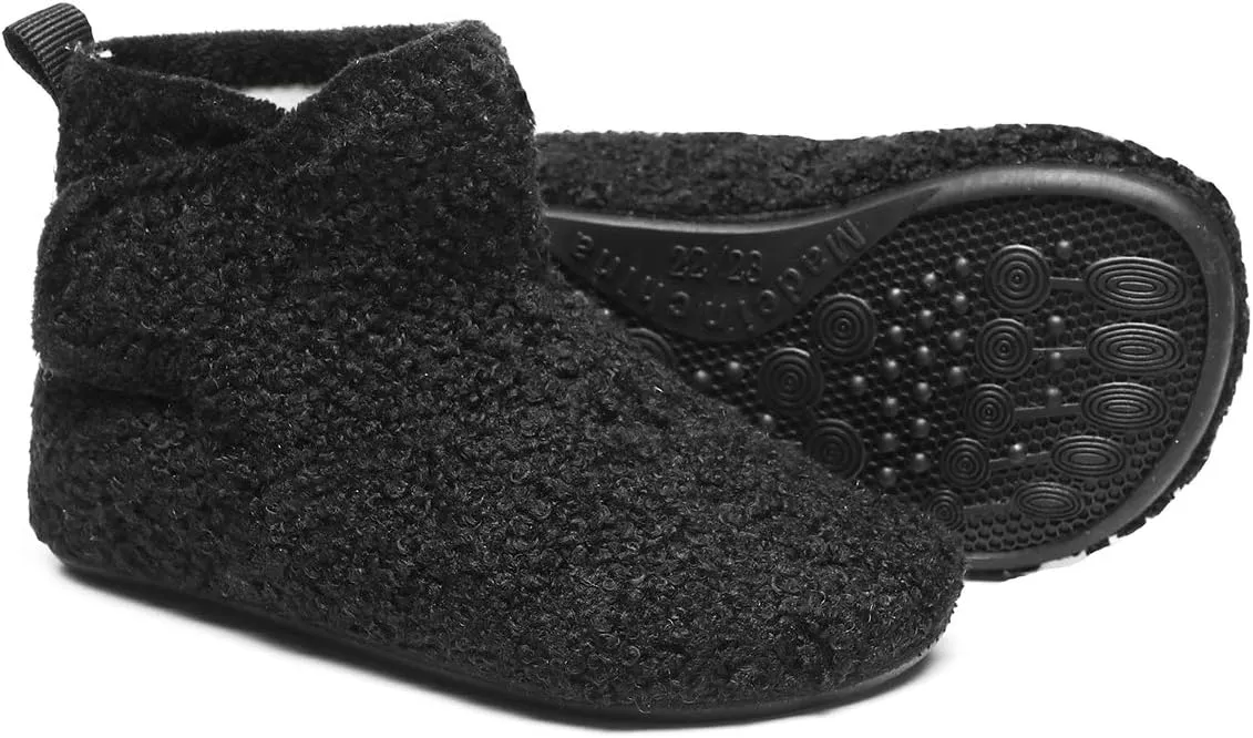 Hayeabi Toddler Kids Lightweight Winter Fuzzy Warm Indoor Outdoor House Slippers Non-Slip Grip Comfy Home Floor Shoes for Boys Girls
