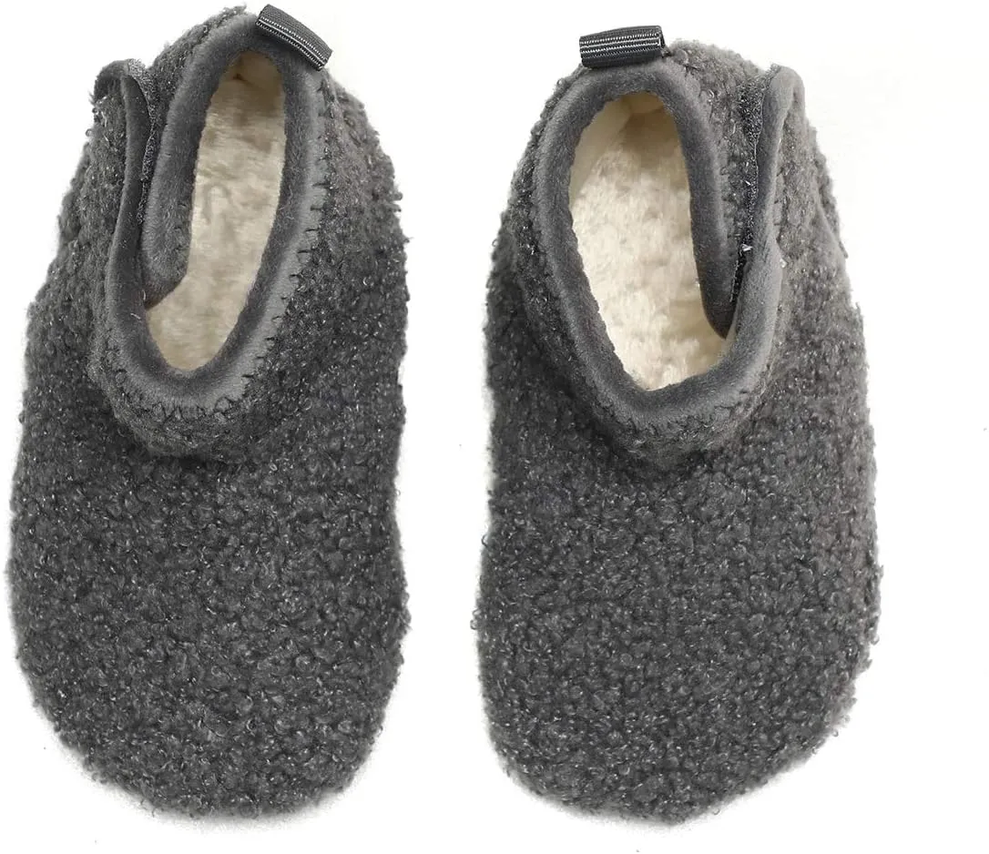 Hayeabi Toddler Kids Lightweight Winter Fuzzy Warm Indoor Outdoor House Slippers Non-Slip Grip Comfy Home Floor Shoes for Boys Girls