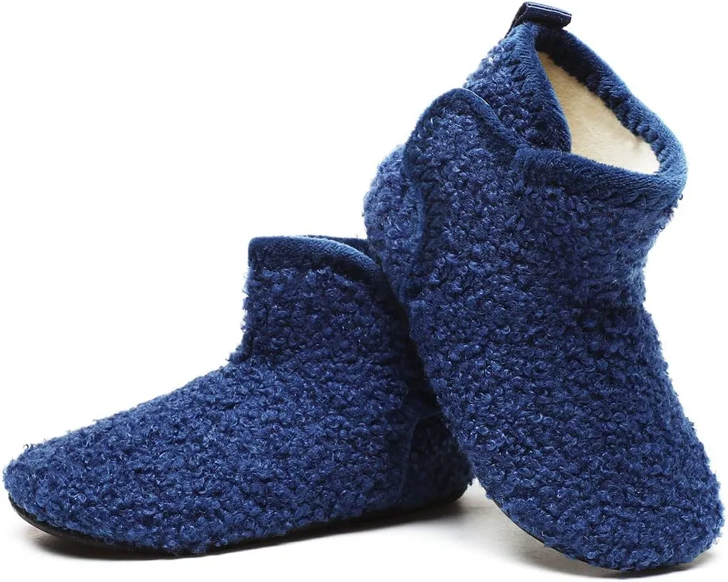 Hayeabi Toddler Kids Lightweight Winter Fuzzy Warm Indoor Outdoor House Slippers Non-Slip Grip Comfy Home Floor Shoes for Boys Girls