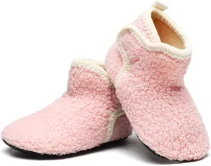 Hayeabi Toddler Kids Lightweight Winter Fuzzy Warm Indoor Outdoor House Slippers Non-Slip Grip Comfy Home Floor Shoes for Boys Girls