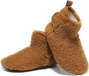 Hayeabi Toddler Kids Lightweight Winter Fuzzy Warm Indoor Outdoor House Slippers Non-Slip Grip Comfy Home Floor Shoes for Boys Girls