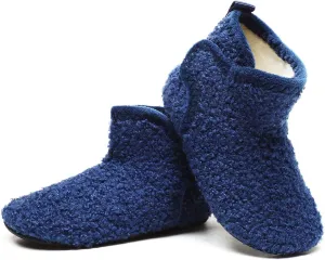 Hayeabi Toddler Kids Lightweight Winter Fuzzy Warm Indoor Outdoor House Slippers Non-Slip Grip Comfy Home Floor Shoes for Boys Girls