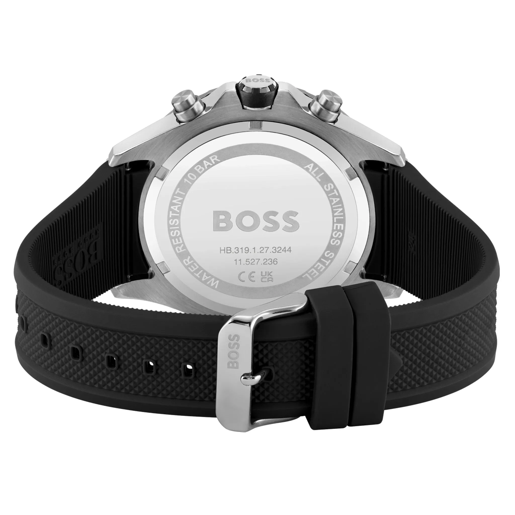 Hugo Boss Black Silicone Grey Dial Chronograph Men's Watch - 1513931