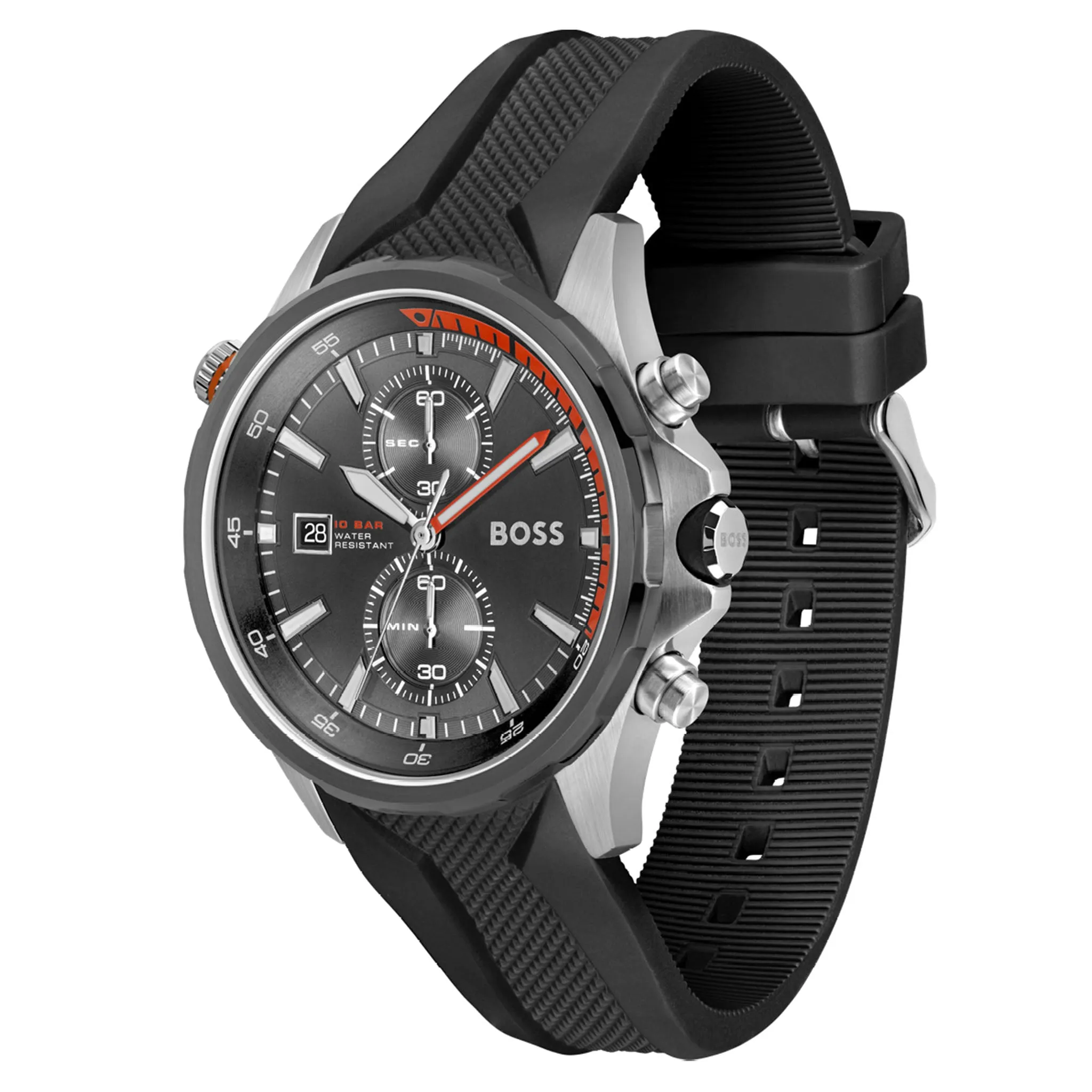 Hugo Boss Black Silicone Grey Dial Chronograph Men's Watch - 1513931