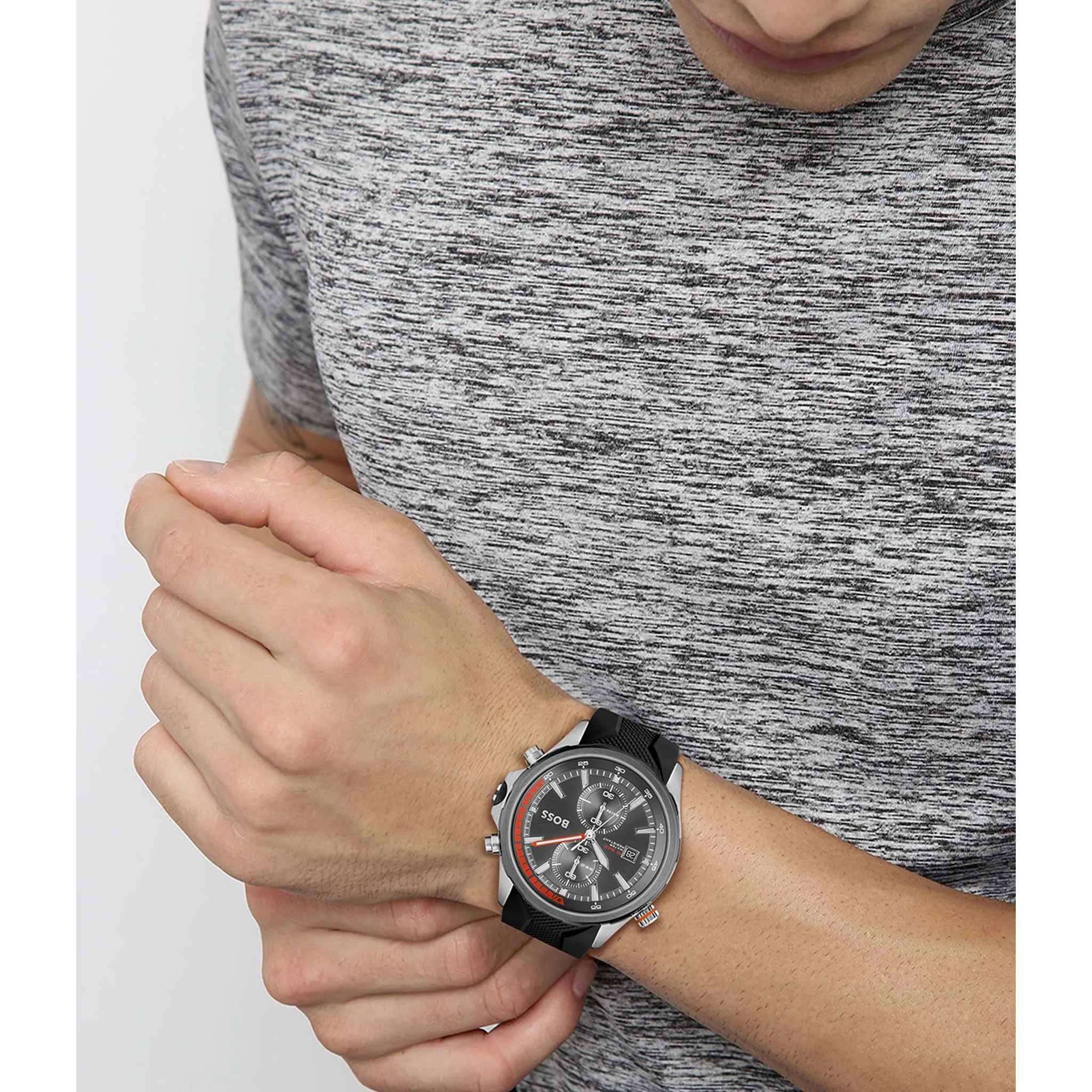 Hugo Boss Black Silicone Grey Dial Chronograph Men's Watch - 1513931
