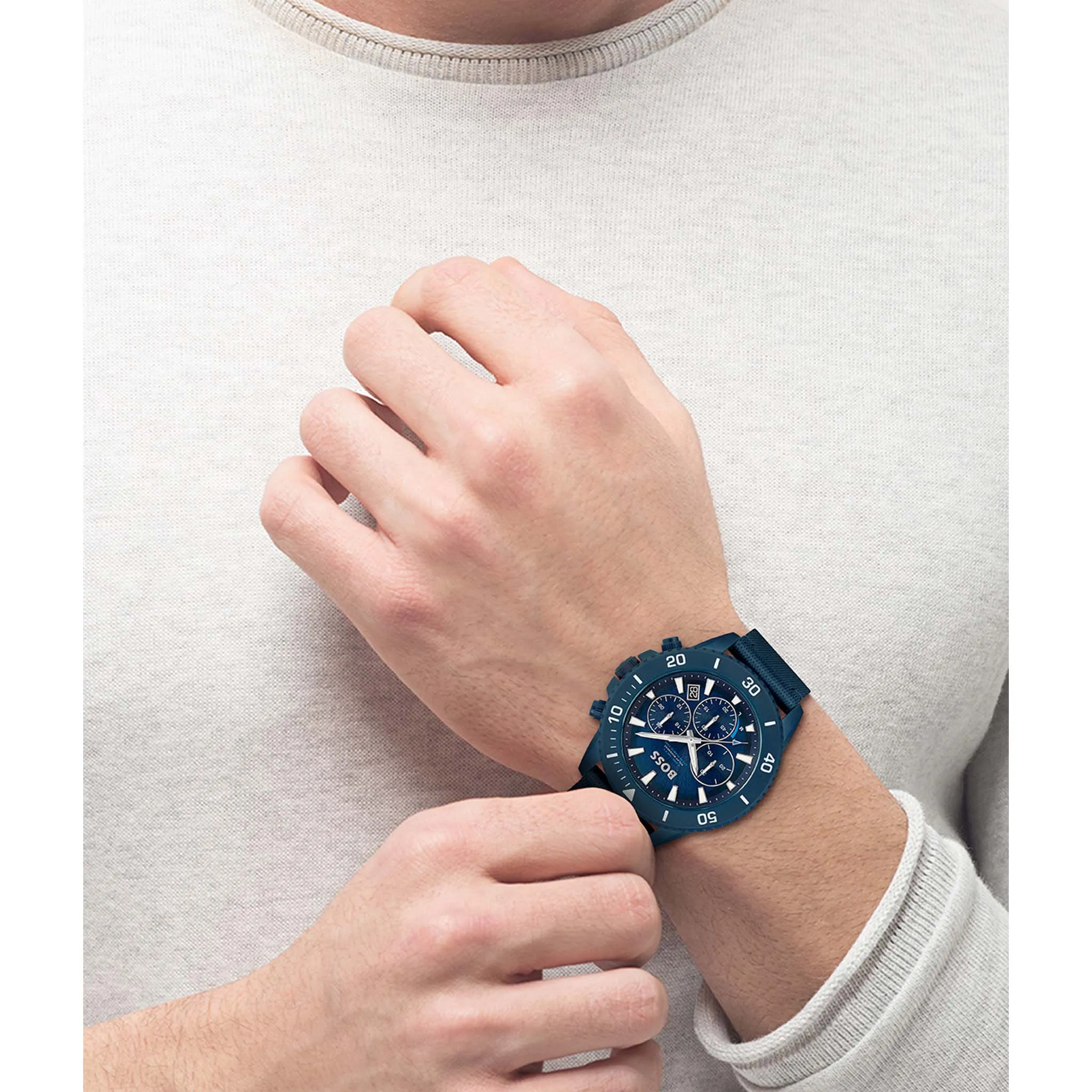 Hugo Boss Blue Fabric Solar-Chronograph Men's Watch - 1513919