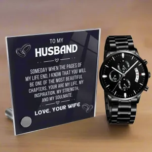 Husband- Black Watch & Personalized Message Plaque