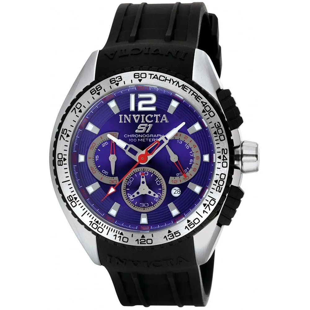 Invicta 1451 Men's Chronograph Blue Dial Rubber Strap Watch