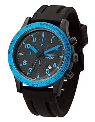 Jorg Gray 1900 Series Chronograph - Blue Accents - Black Case & Strap
