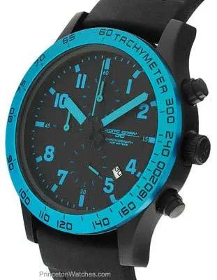 Jorg Gray 1900 Series Chronograph - Blue Accents - Black Case & Strap