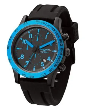 Jorg Gray 1900 Series Chronograph - Blue Accents - Black Case & Strap