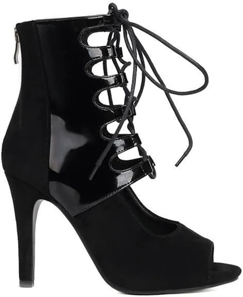 JXUZY Womens Summer Cross Straps Stiletto Gladiator Shoes Jazz Modern Pole Dance Sandals Booties