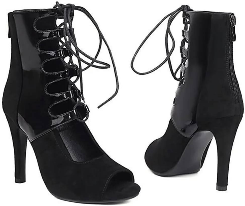 JXUZY Womens Summer Cross Straps Stiletto Gladiator Shoes Jazz Modern Pole Dance Sandals Booties