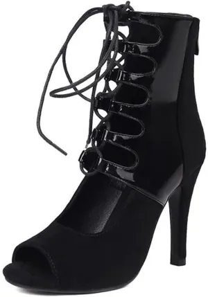 JXUZY Womens Summer Cross Straps Stiletto Gladiator Shoes Jazz Modern Pole Dance Sandals Booties