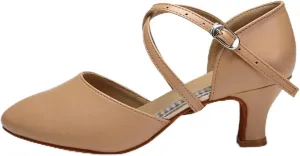 Latin Dance Shoes for Women Women Dance Shoes Latin Party Tango Jazz Elegant Dancing Shoes Lace-up Suede Sole Closed Toe Microfiber Leather(Light Brown 5cm,34 (22cm))