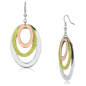 LO2660 - Rose Gold   Rhodium Iron Earrings with No Stone