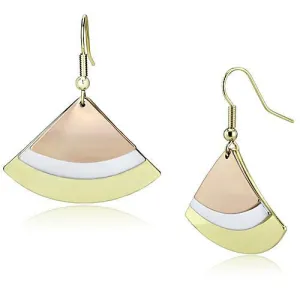 LO2661 - Rhodium   Gold   Rose Gold Iron Earrings with No Stone