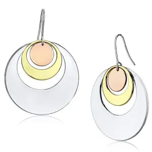 LO2671 - Rhodium   Gold   Rose Gold Iron Earrings with No Stone